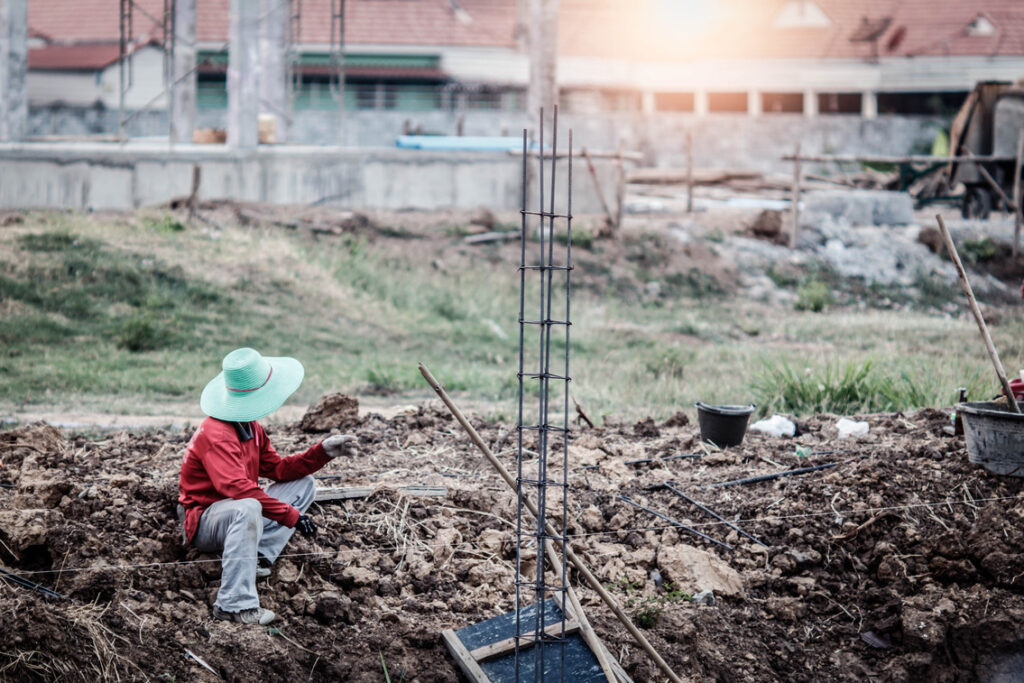 cement recycling - construction worker in site