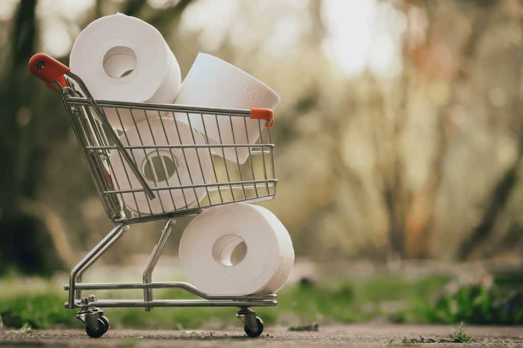 plastic-free toilet paper Australia - shopping cart with toilet paper